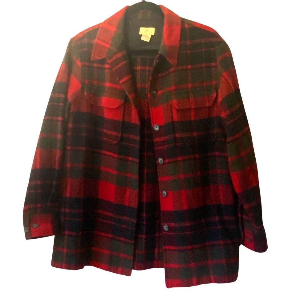 Vintage Limited America Shacket  Red Green Plaid Wool‎ Mohair Jacket Men M